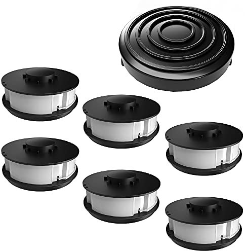 Ersatz Fadenspule Spulendeckel Haube Trimmerspule Mähfaden FixedByU Spule passend für ALDI Gardenline King Craft Top Craft Einhell Rasentrimmermodelle (6x Spule + 1x Haube)