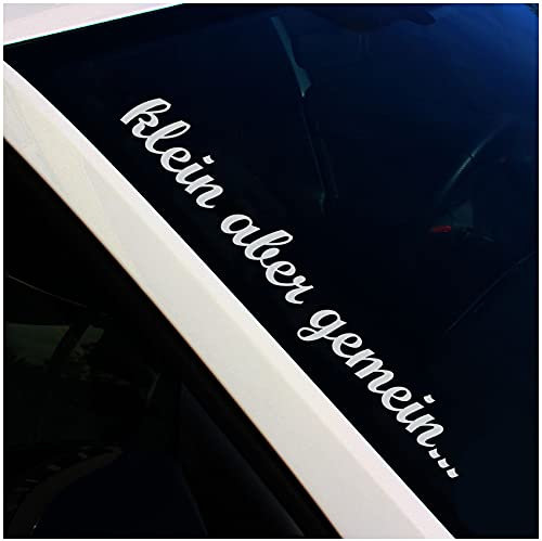 Finest Folia Frontscheibenaufkleber Schriftzug klein Aber gemein Aufkleber für Windschutzscheibe Heckscheibe Auto Fahrzeug Dekor Sticker Frontscheibe FS101 (Mittelgrau, Außenklebend)