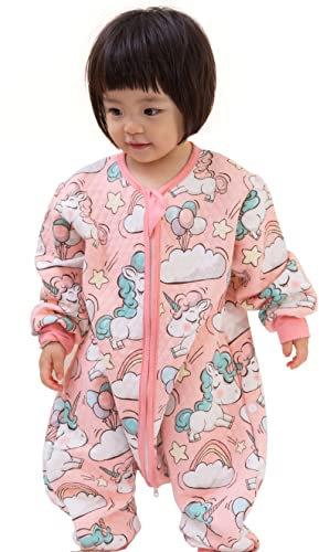 Chilsuessy Baby Ganzjahres Schlafsack mit Füßen 1.5 Tog Kinder Schlafsäcke für Säugling Kleinkind Kinder Schlafsack mit Beinen Ganzjährig Schlafsack, Einhorn, XXL/Baby Höhe 130-150cm