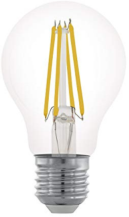 EGLO E27 LED Lampe dimmbar, Glühbirne klassisch, Leuchtmittel für Retro Beleuchtung, 7,5 Watt (entspricht 60 Watt), 806 Lumen, warmweiß, 2700 K, Edison Birne A60, Ø 6 cm