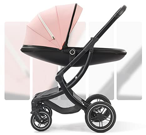 TXTC Baby 2 In 1 Kinderwagen | Sit and Lie Down-Modus, Faltungsvoller Kinderwagen Leichtes Reisen for Kleinkind, Einstellbare Rückenlehne Und CanopyInfant-Kinderwagen for 0-36 Monate (Color : Pink)