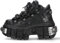New Rock Stivali Unisex Suola TANK con lacci Colore Nero Pelle/Unisex Black Boots Leather Shoelaces M.WALL106-S10, Nero , 36 EU