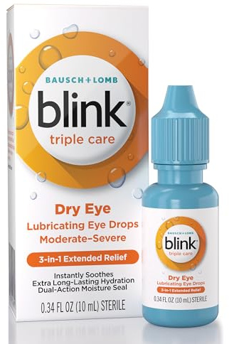 Blink Triple Care Lubricant Eye Drops for Dry Eyes, 0.34 Fl Oz