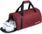 BECOJADDE Sporttaschen für Damen und Herren, 25L Reisetasche Duffel Bag Übernachtungstasche mit Schuhfach & Nassfach, wasserdichte Handgepäcktasche für Sport, Fitnessstudio, Schwimmen, Rotwein