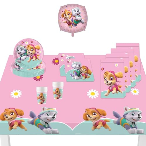 Procos - Paw Patrol Geburtstag Deko, 46-Teilig, Pappteller, Becher und Servietten für Kindergeburtstag, Partygeschirr, unbekannt