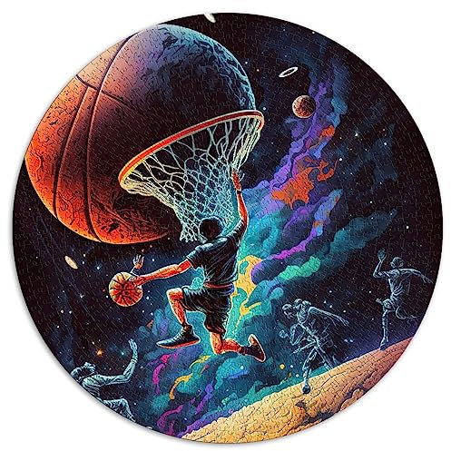 Puzzles 1000 Teile Basketball Sport Bunte runde Puzzles für Erwachsene und Jugendliche ab 12 Jahren Papppuzzles Lernspiel für Erwachsene Kinder Größe: 67,5 x 67,5