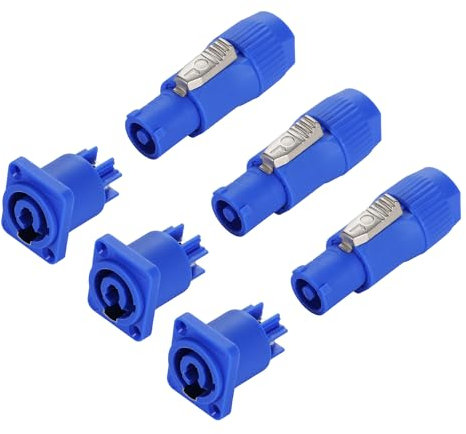 Greluma 3 Sätze Professionelle PowerCon-Steckverbinder für die Panelmontage,kompatibel mit Neutrik NAC3FCA,3-poliger Audio-Stromstecker für Bühnenlicht und Lautsprecher,AC 250V 20A