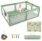 DREAMADE 200 x 140 cm Baby Laufstall, Laufgitter mit 50 Bällen & Tragetasche, Krabbelgitter für Kinder im Innen- & Außenbereich (Grün, mit Matratze)