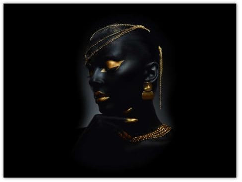 H8890M_PL1A Foto-Poster, Motiv Frauengesicht in Gold, 40 x 30 cm