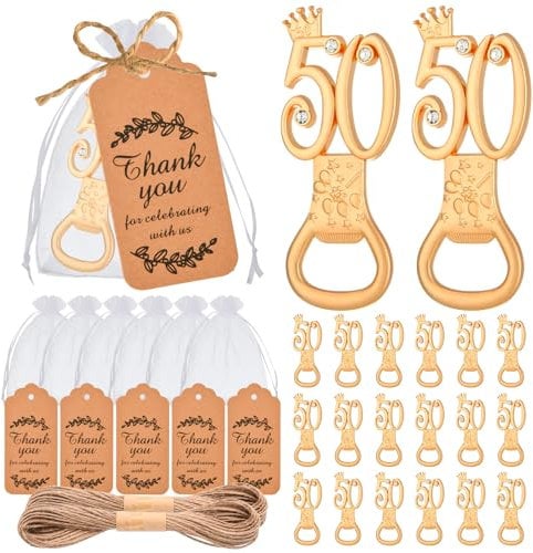 KBDHYY 50Pcs 50th Birthday Bottle Openers, Golden Bottle Openers, 50th Wedding Anniversaries Party Favors, 1002078-2