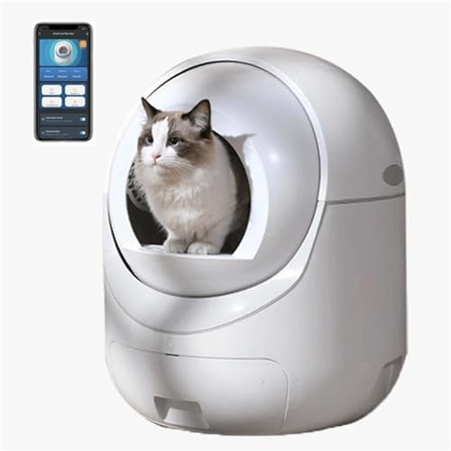Self-Cleaning Cat Litter Box, Auto Clean Cat Toilet with Odor Removal & 10L Storage Capacity, APP Control 6L Cat Litter Box Capacity Litter Box for Multi Cats