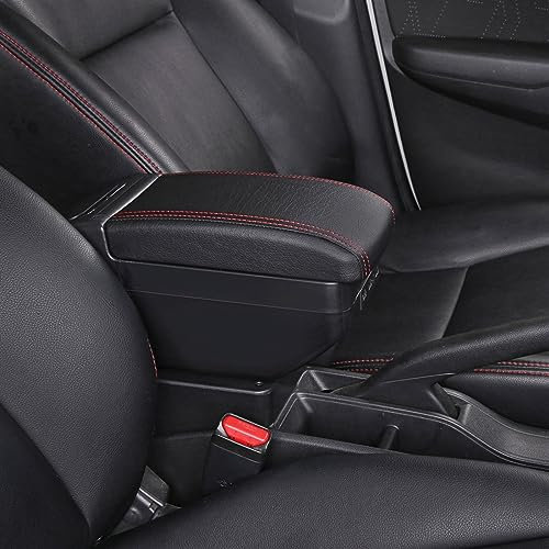 NINOMA Mode-Design Mit Aschenbecher Becherhalter USB Einziehbare Armlehnenbox Zweilagiger Inhalt Für Skoda Für Mk3 A7 2014–2021 (Color : H1 Black red)