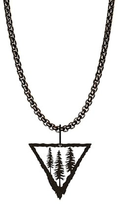 Dustill Halsketten für Herren | Wald und Natur | Baum Landschaft | Schwarz matt (Wald-Schwarz)