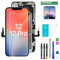 Hoonyer for iPhone 12/12 Pro Screen Replacement Kit, 6.1” LCD Display Touch Screen Full HD Digitizer, Easy Installation with Repair Tools & Tempered Screen Protector (for iphone 12)