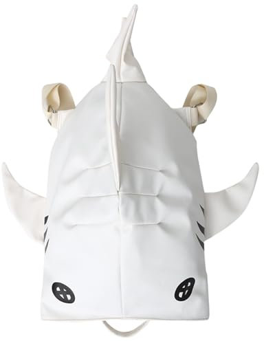 Haifisch -Rucksack, 3D -Haifisch -Tasche, Reißverschluss Großkapazität Neuheitspunkte, trendiger tragbarer Kinder -Rucksack mit Griff für Mobiltelefone, Brieftaschen, Kosmetik, School White, Novelty