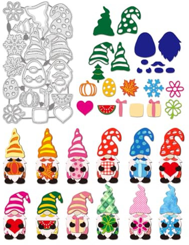 BENECREAT Gnom Stanzformen Set, Gnom stanzt, Metall-Prägeschablone für Weihnachten Halloween Karte machen Scrapbooking Umschlag DIY Papier Handwerk liefert Album Dekor