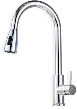 ULTRALAX Revolve Single Lever Mono Kitchen Mixer Tap - 360° Swivel, Pull-Out Spout, Chrome Finish, Easy Installation for Modern Kitchens