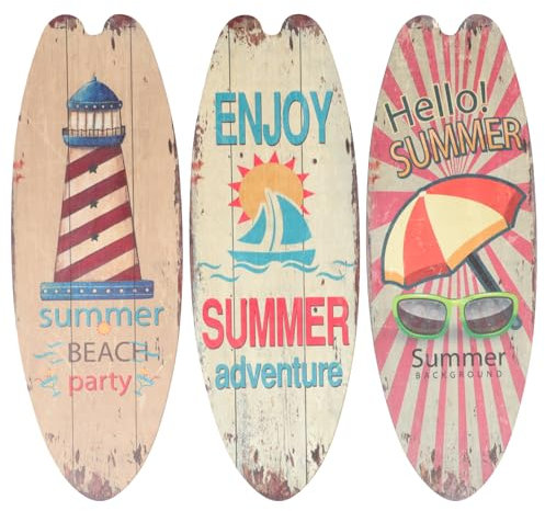 Awleynz 3 Stück Surfbrett Deko, 45,5 cm, Surfbrett-Kunst, Wanddekor für den Außenbereich, Pool-Dekorationen für den Außenbereich, für Wände am Meer, tropische Bars, Heimparty-Dekor (B)