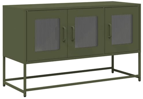 vidaXL Mobile TV Verde Oliva 100,5x39x60,5cm Acciaio Laminato a Freddo