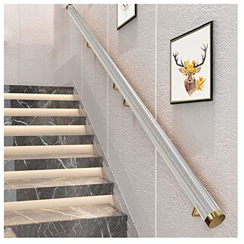 Transparentes, rutschfestes Acryl für Treppen, komplettes Set für Zuhause, Kindergarten, Korridor und Lofttreppe, 1,8 m Länge, mit goldenen Halterungen