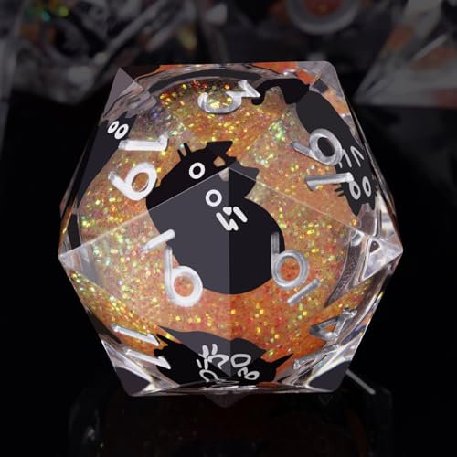 ORUZA 7 Stück DND Polyedrische Würfel Set, D&D Liquid Core Würfel D4 D6 D8 D10 D12 D20 D% Katze Treibsand Spielwürfel für Dungeons and Dragons RPG MTG Pathfinder Rollenspiele Spielwürfel