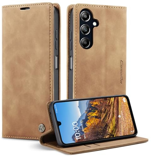 GerlWorld Hülle für Samsung Galaxy A16, Leder Klapphülle Wallet, Braun | PU-Leder Wallet Case mit Kartenfächern, Standfunktion und stoßfester TPU-Schale – für Alltag, Arbeit und Reisen.
