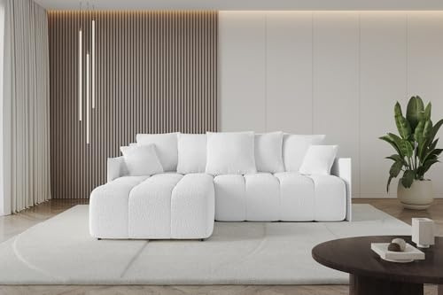 ALTDECOR Ecksofa mit Schlaffunktion und Bettkasten Corner Sofa Bett Eckcouch Couch L-Form Schlafcouch Ausziehbar Wohnlandschaft Schlafsofa Cauchsofa LONLI-L 251x189x68 Weiß