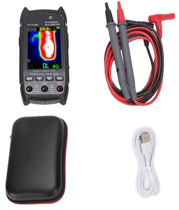 Eacam Multimetro Palmare con Termocamera, Risoluzione a Infrarossi 32x32, da -20 ℃ a 550 ℃, Avviso NCV, Schermo IPS da 2,8, Letture Multimetro per Test Elettrici, Rilevamento di