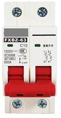 Disjoncteur Disjoncteur bipolaire 1000 V CC 6 A, 10, 20, 25, 32, 40, 50, 63, interrupteur sur rail DIN(20A)