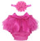 Freebily Neugeborene Baby Mädchen Rüschen Höschen Bloomers Hose Windelabdeckung Rüschenhose mit Stirnband Geburtstag Fotografie Kostüm Rose 0-3 Monate