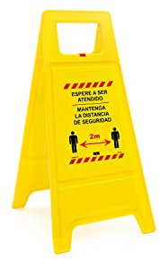 Normaluz CV30065 Panneau Pliable Attendez votre tour Gardez la Distance de Sécurité 2M Plastique 62 cm