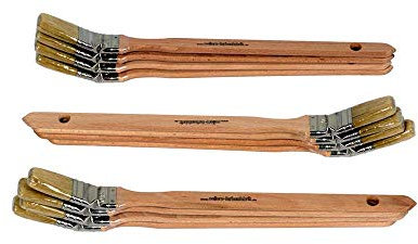 Pinceaux Plats pour radiateur, Lot de 12 queues de radiateur, Largeur 30 mm, mélange de Poils naturels et synthétiques, Long Manche en Bois, Virole coudée, qualité supérieure pour Les Pros