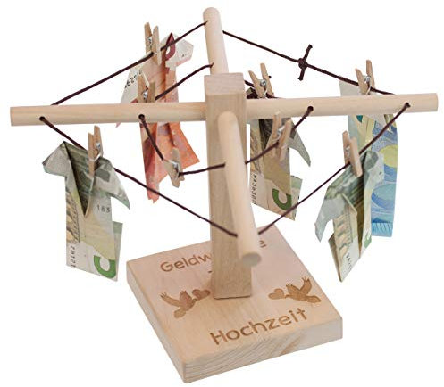 Geschenke 24 Geldwäschespinne (Hochzeit - Taubenmotiv) - Geldbaum kaufen, Geld Wäschespinne - Hochzeitsgeschenke für Brautpaar, Geschenke zur Hochzeit Geld