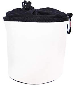 Sacchetto porta-mollette per bucato in cotone - da appendere - con moschettone - bianca