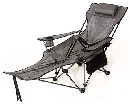 SMSOM Tragbarer Campingstuhl mit Fußstützen-Mesh-Folding-Rasenstühle, die mit Abnehmbar für den Strand von Outdoor zurückgeführt Werden (Color : Gray)