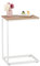 Relaxdays Beistelltisch in C-Form, HBT: 60 x 30 x 45 cm, Sesseltisch zum Unterschieben, Metall & Holzoptik, weiß/braun