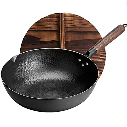 NEWCES Suppentopf Eisen Wok Bratpfanne Antihaftpfanne Unbeschichtete Gusseisenpfanne Antihaftpfanne Bratpfanne Haushalt Küchengeschirr Pfanne