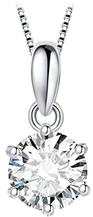 JewelryPalace Rundschliff 0.5ct Moissanite Solitär Kette Anhänger, Simulierter Diamant Braut Schmuck Set, Halskette Damen Silber 925 Collier Damen mit Stein, Schmuck Mädchen Geschenk für Frauen 45CM