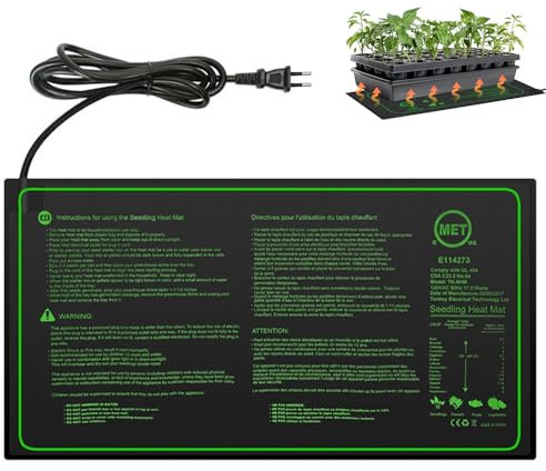 CLIUNT Piante del Tappeto riscaldante, Tappetino riscaldante per Serra, Tappetino Termico per piantine, per la germinazione delle piantine di germinazione, Impermeabile, 21 W, 25,5 x 52,5 cm