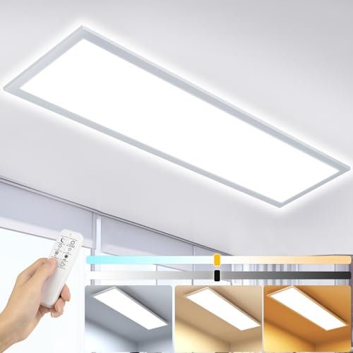 OTREN LED Deckenleuchte Panel Dimmbar 120x30cm, 40W Rechteck Deckenpanel mit Fernbedienung, 2800K-6000K LED Panel Ultra Flach für Wohnzimmer Küche Schlafzimmer Flur Büro