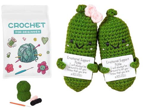 Sonwaha Häkelset für Anfänger Häkeln für Anfänger Starter Häkeln Tiere Set für Erwachsene mit Häkelnadeln, Garn, Polyesterfaserfüllung, Handnähnadel, Stichmarkern, Anleitung(Emotional Support)