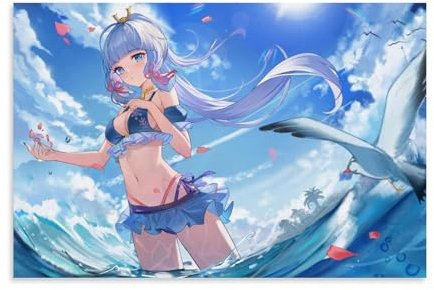 YBJDLO Game Genshin Impact Ayaka-Poster, Zimmer-Wohnzimmer-Dekor, moderne ästhetische Wandkunst, Geschenk für Freunde, Bett, ungerahmt, 20 x 30 cm