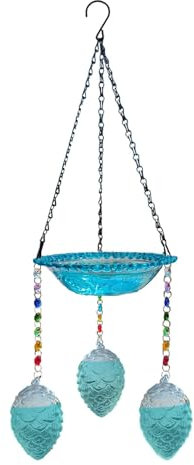 Vogeltränke aus Glas aufhängen | Elegante Glasschale Feeder | Futterschale für lebendige Gartenvögel, inklusive S-förmigem Haken, Vogeltränke für den Außenbereich, langlebige Vogeltränke für den