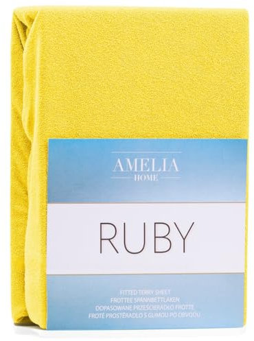 AmeliaHome Spannbettlaken 200x220-220x240 cm Frottee Baumwolle Spannbetttuch, gelb
