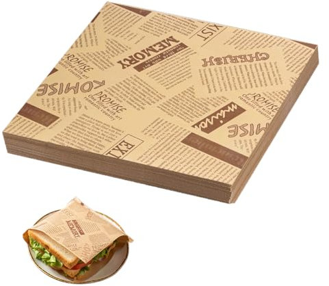 150 Pièces Papier D'emballage Alimentaire 15x15 cm, Jetables Sachet Sandwich Papier, Sac en Papier Triangulaire Résistant à la Graisse pour Emballage Alimentaire pour Frites, Hamburgers, Sandwichs