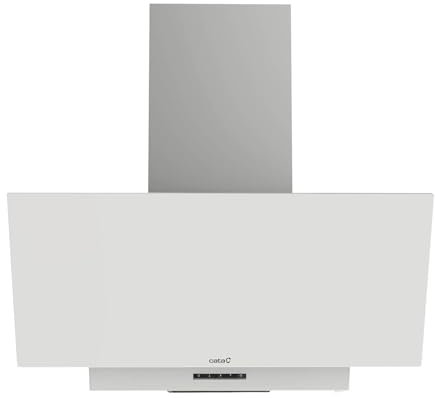 CATA Campana Decorativa THALASSA 900XGWH Panel de Control electrónico con display digital y temporizador de desconexión automática Iluminación LED Motor BT3 Extra silencioso Ancho 90 cm Color Blanco