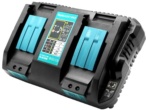 DC18RD Dual Ports Fast Charger Compatible with Makita 14.4V-18V Battery BL1830 BL1840 BL1850 BL1860 Replacement for Makita Battery Charger DC18RC DC18RA DC18RF DC18SF