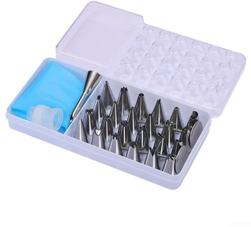 babominimer 28-Piece 430 Stainless Steel Piping Nozzle Set with Storage Box, Cake Decorating Tips for Baking Enthusiasts, Icing Nozzles for Pastry Creations