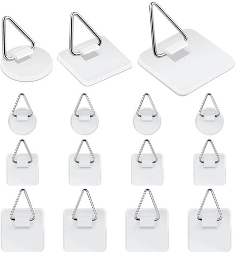 Caianwin Lot de 15 crochets autocollants pour photos, puzzles, images sur toile, posters, décoration murale - Blanc