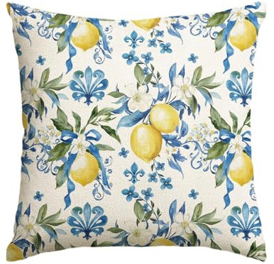 Artoid Mode Zitrone Blumen Sommer Kissenbezug, 50x50 cm Saisonnal Frühling Zierkissenbezug Cushion Cover Couch Wohnzimmer Deko